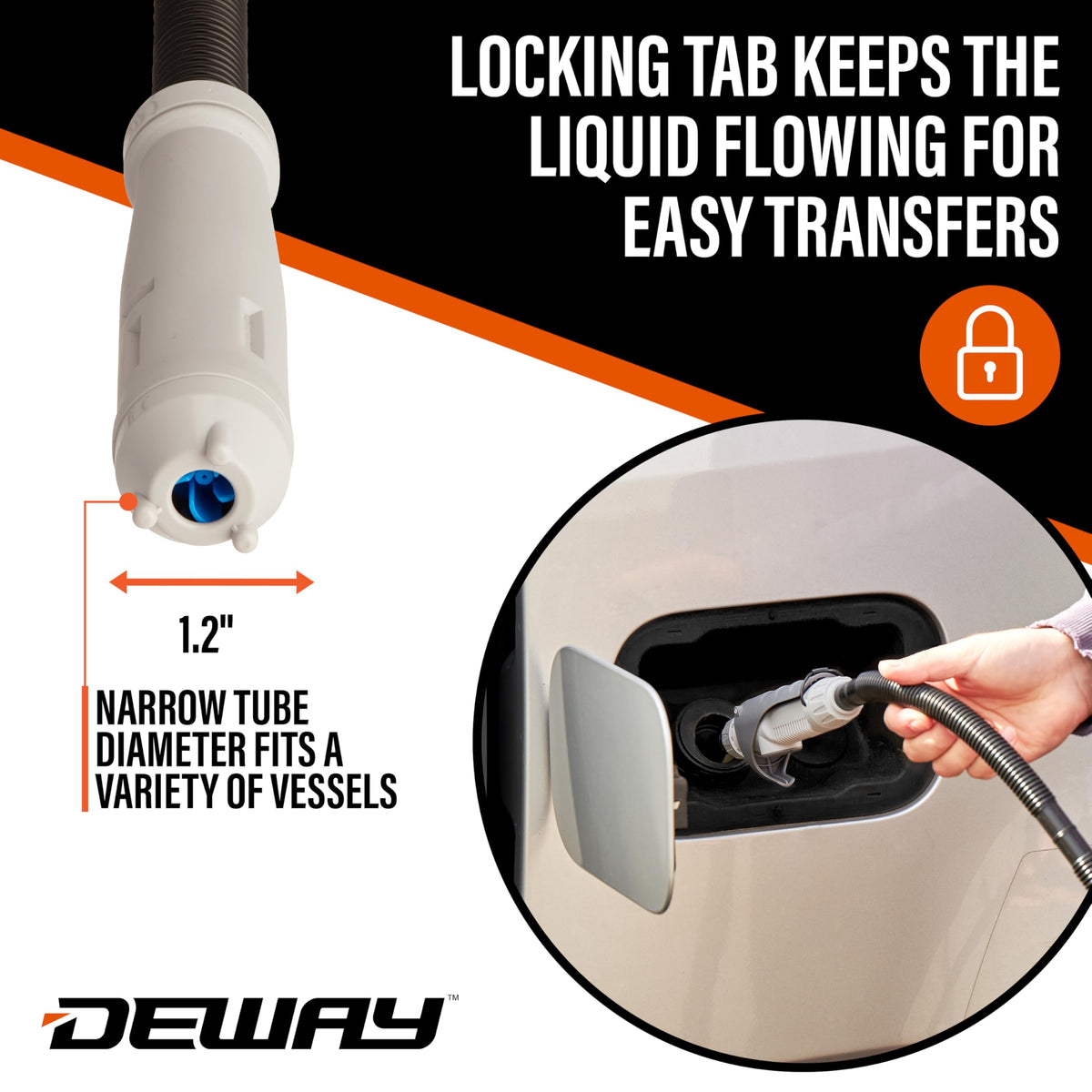 DEWAY full-length 51 inch hose illustrating flexible long reach benefit