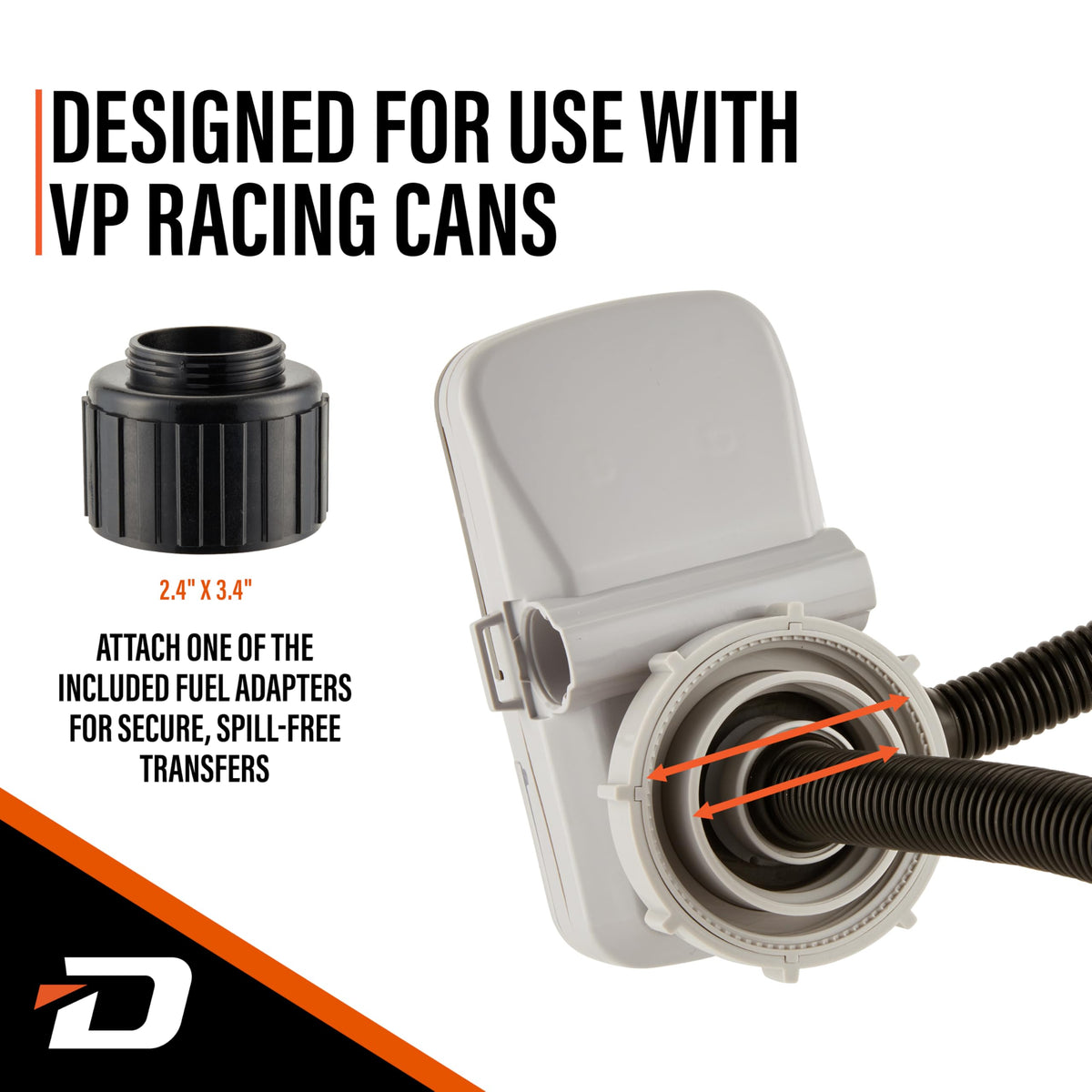 DEWAY 22 inch intake tube reaching deep into tall fuel cans for access