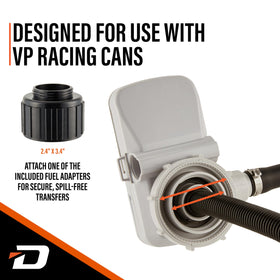 DEWAY pump 22-inch intake tube inserted in gas can for deep siphoning