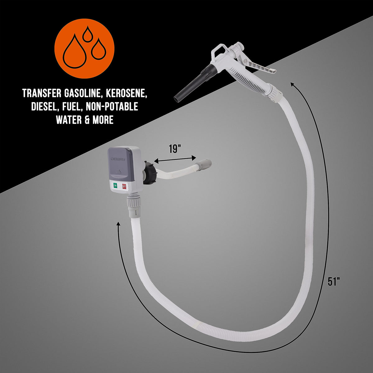 DEWAY pump beside hands for size comparison highlighting lightweight portability