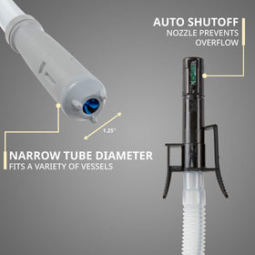 DEWAY WAYPUMP09 attached to gas can demonstrating leak-free connection