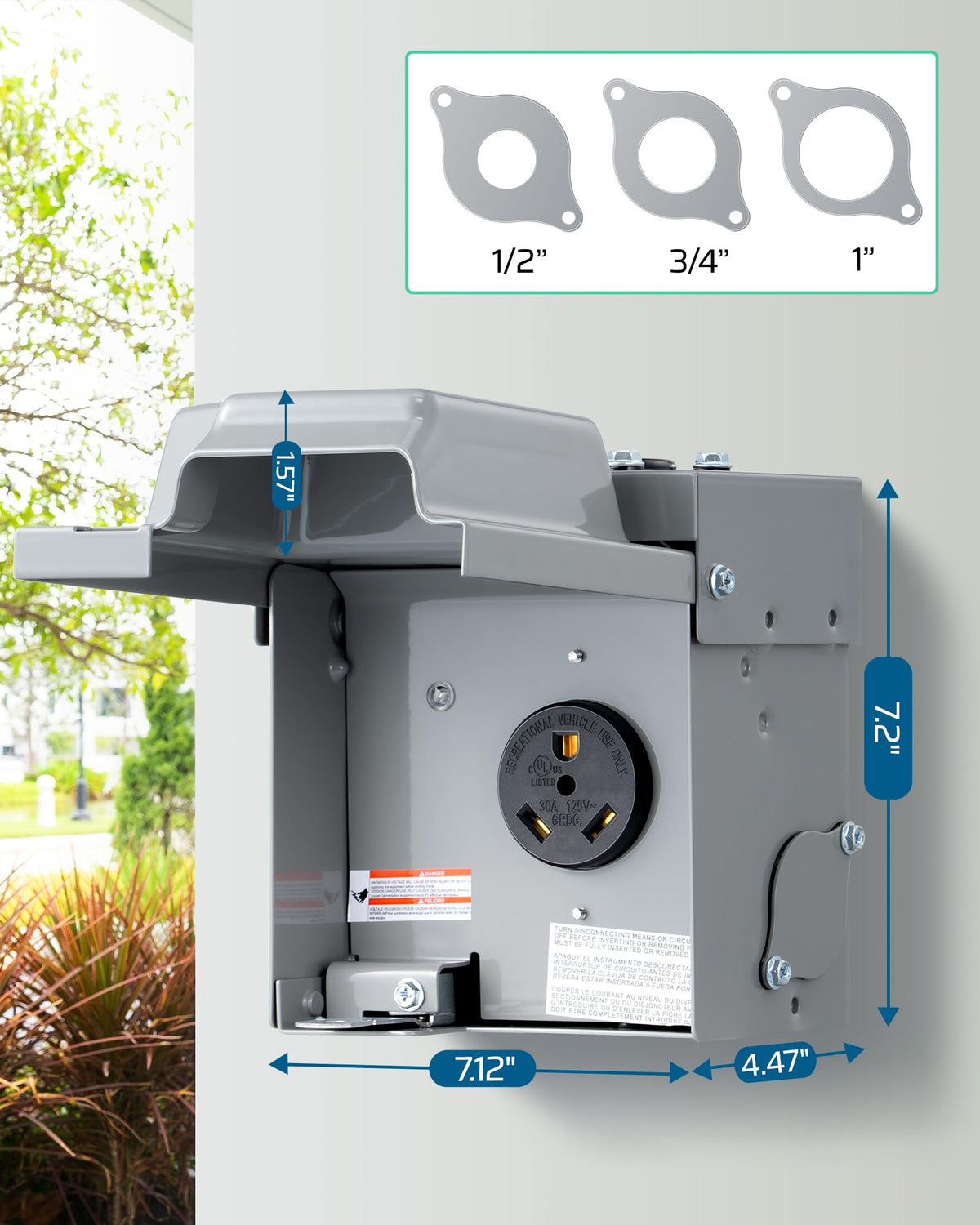 DEWENWILS scale comparison with RV plug illustrating correct 30A compatibility