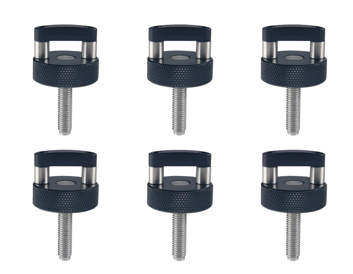 DEWHEL front view of 6-pack hard top thumb screws showing kit benefit quick removal