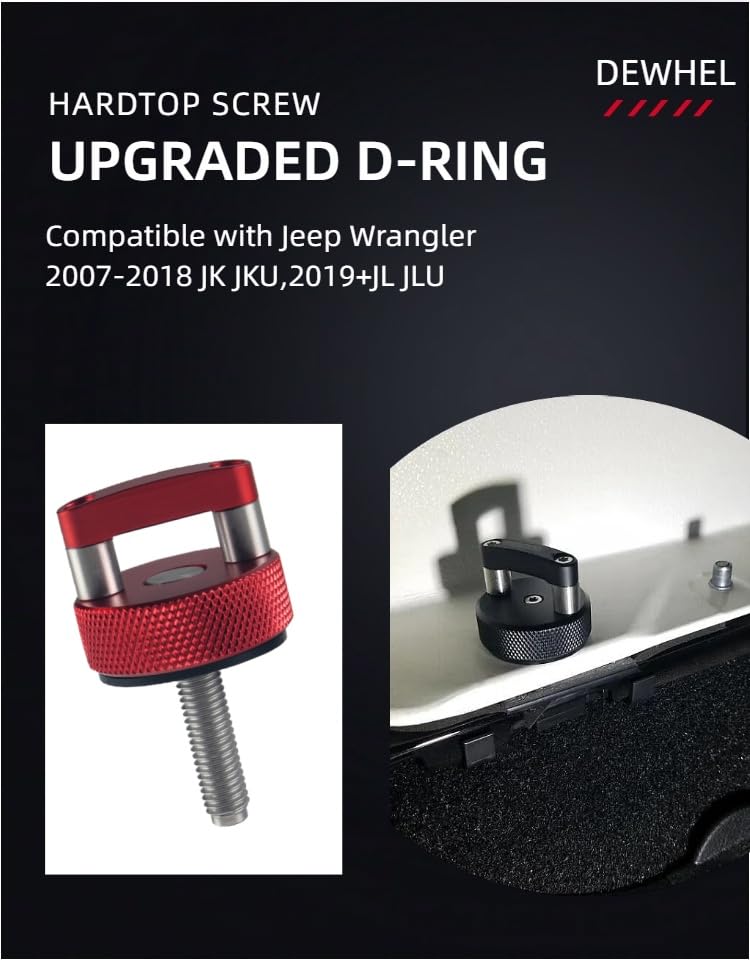 DEWHEL screws installed on Jeep hard top demonstrating secure fit and convenience