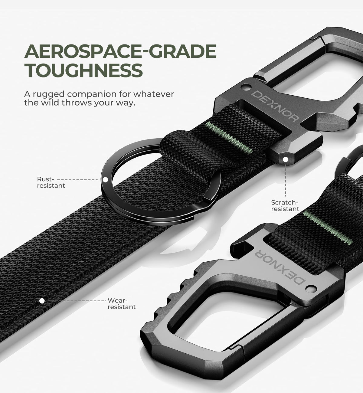 Dexnor close-up of stainless steel and zinc alloy texture for long-lasting strength