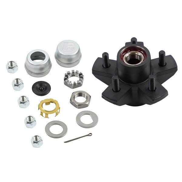 DEXTER AXLE hub kit front view showing complete pre-greased components and quick install benefit
