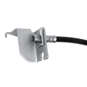 Dynamic Friction Company front view brake hose showing shape and direct-fit benefit