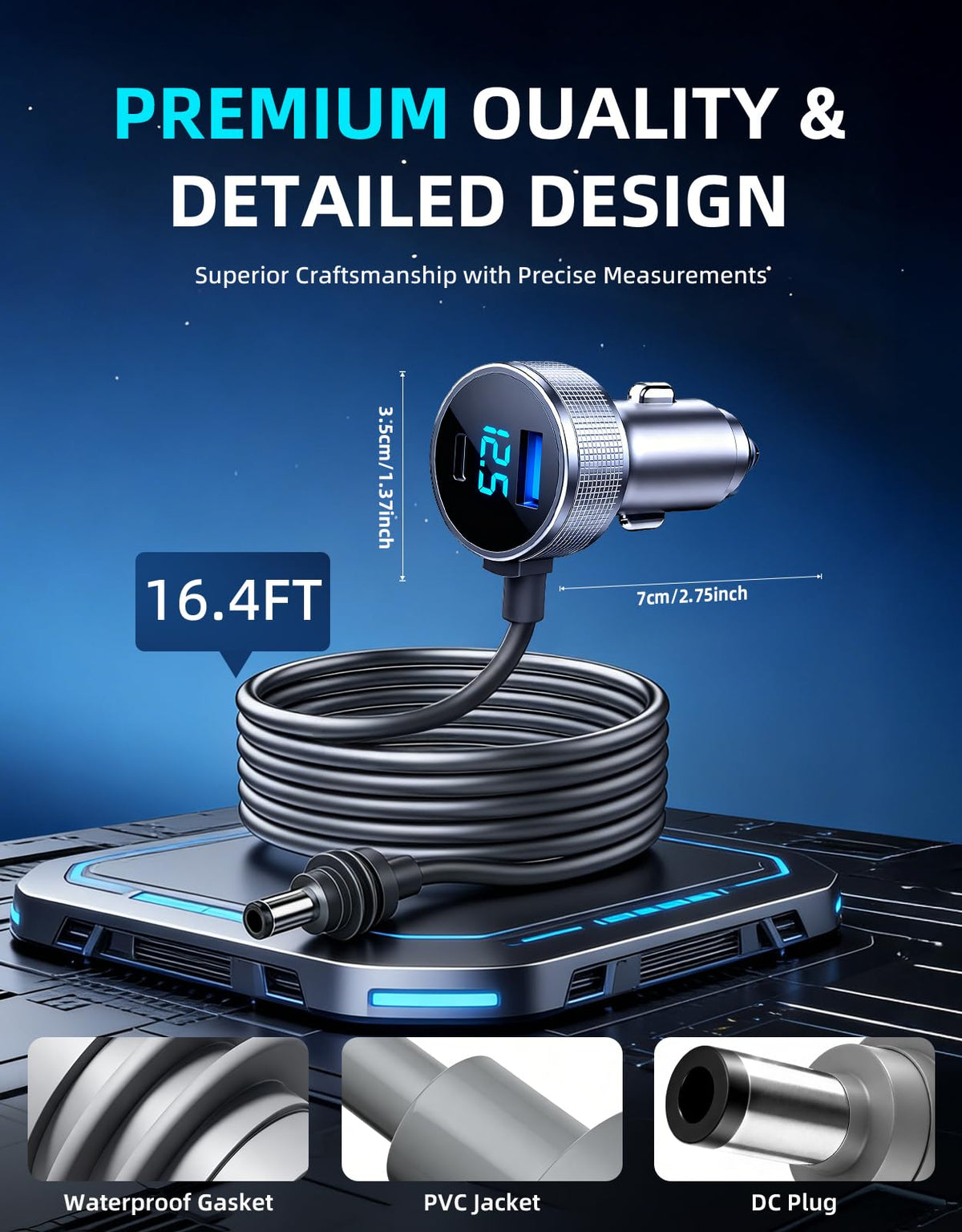 DFPEB close-up of cigarette lighter plug showing robust contact and secure fit