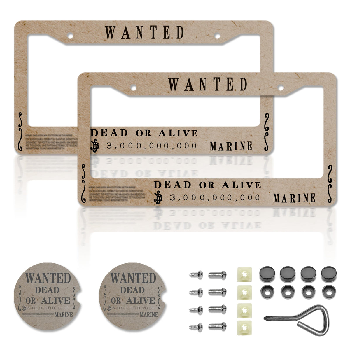 DGDRHZ front view license plate frame showing anime design and crisp finish