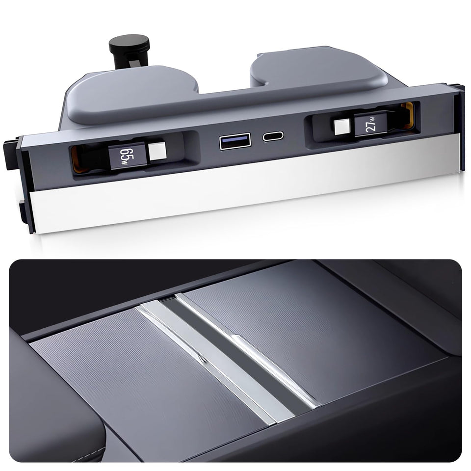 DGXWLLW front view installed in Tesla console showing clean integration and convenience