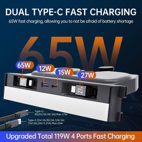 DGXWLLW retractable Type-C cable extended showing tidy cable management benefit