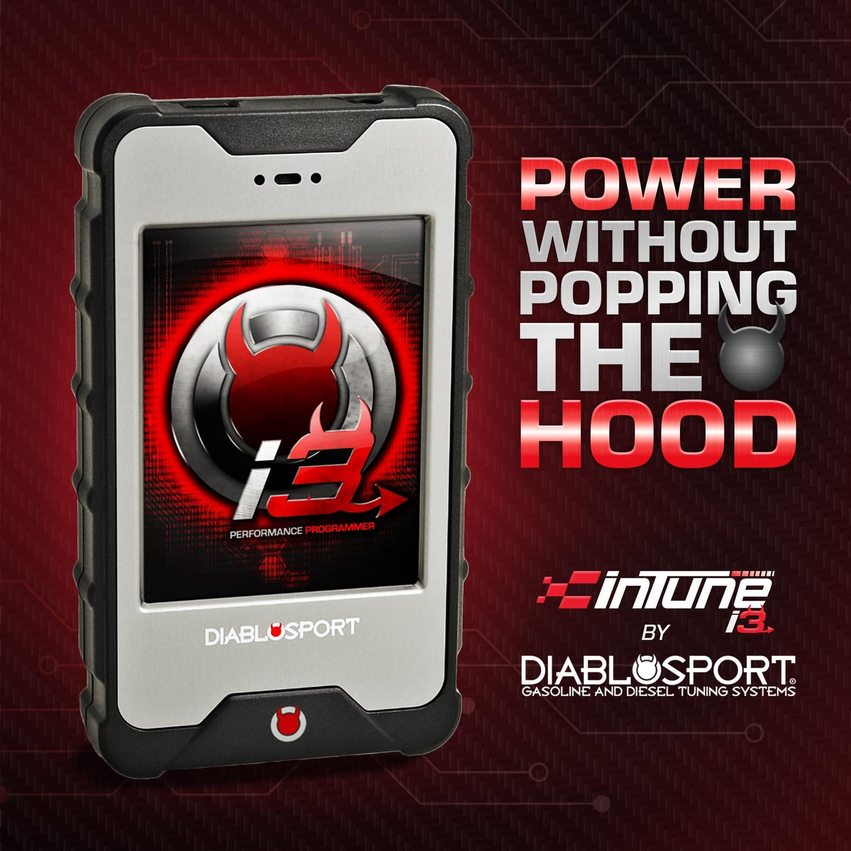 DiabloSport inTune i3 held in hand for size comparison showing portable control advantage