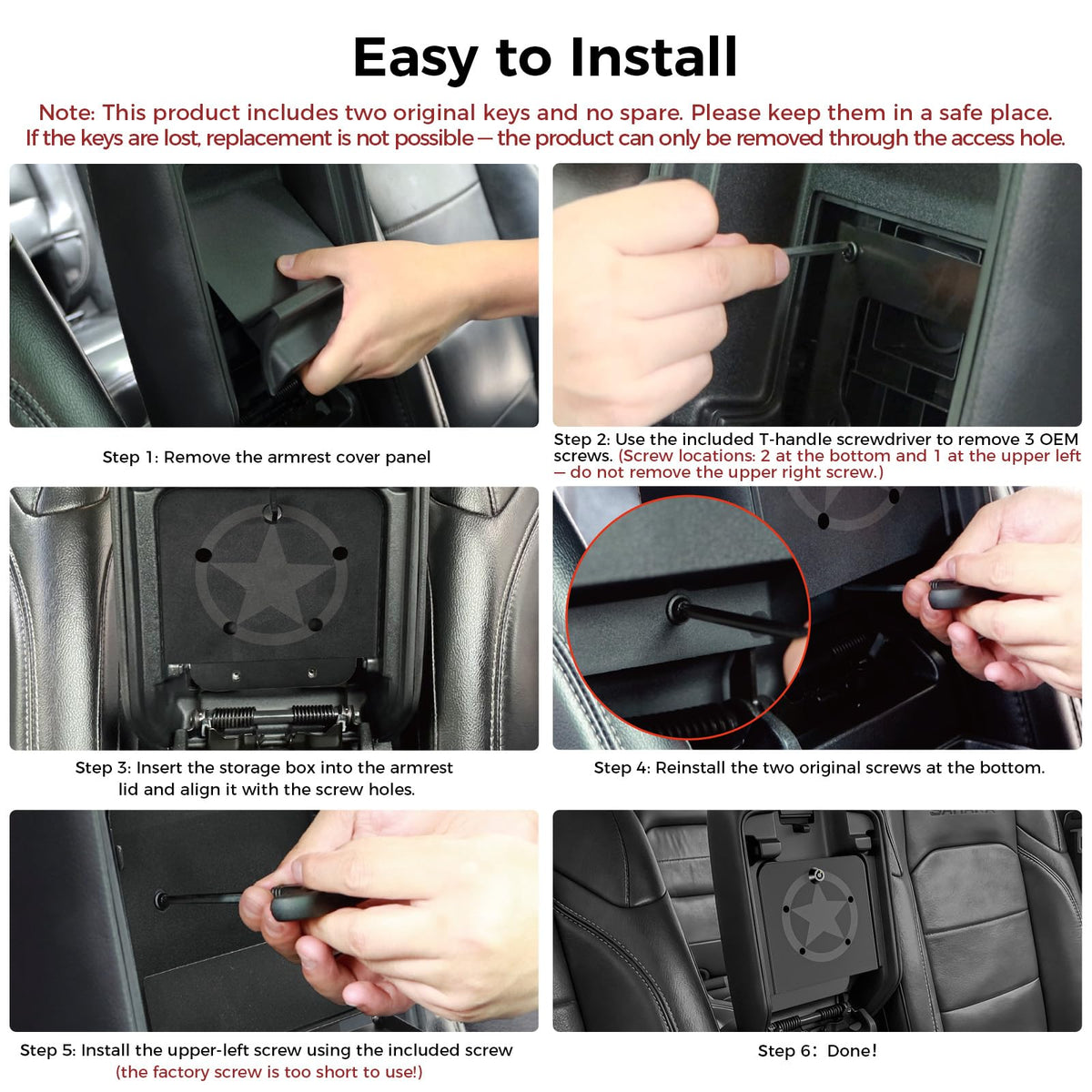 DIAMOOKY access hole and removal detail showing keyless removal option benefit