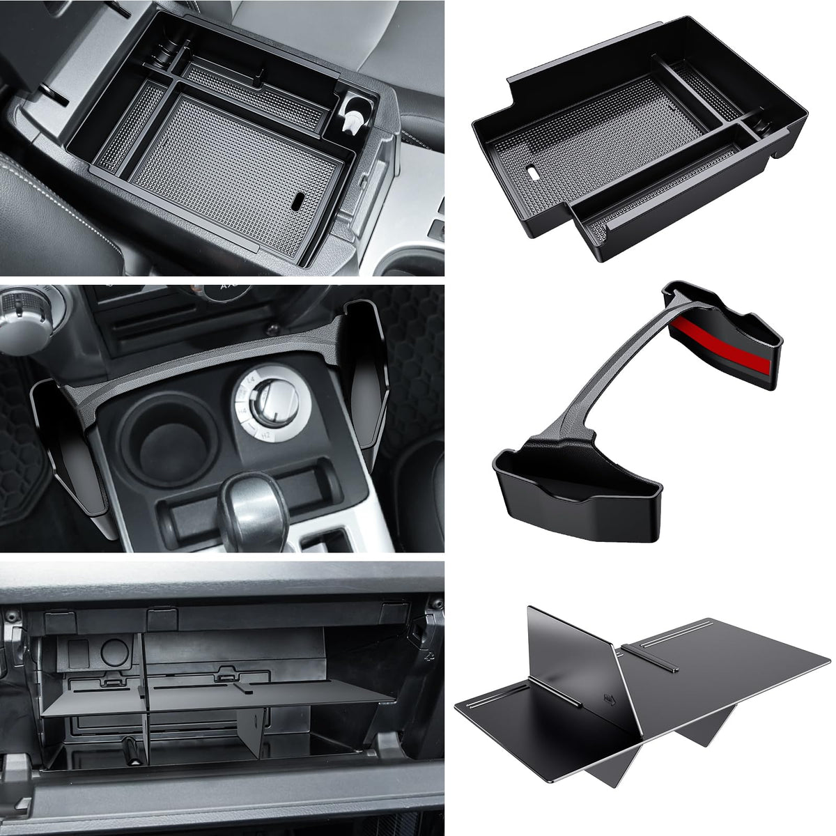 DIAMOOKY front view of center console organizer showing tidy compartments and easy access
