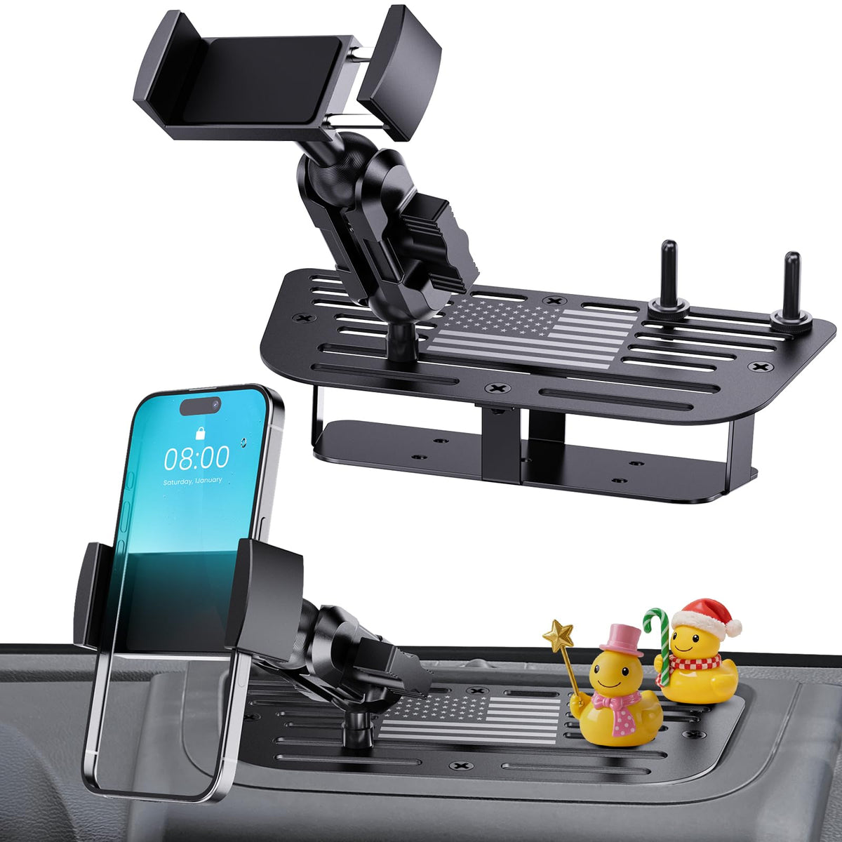 DIAMOOKY front view showing secure phone hold and clear visibility benefit
