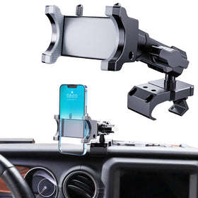 DIAMOOKY front view on Jeep Wrangler dash showing secure mount benefit