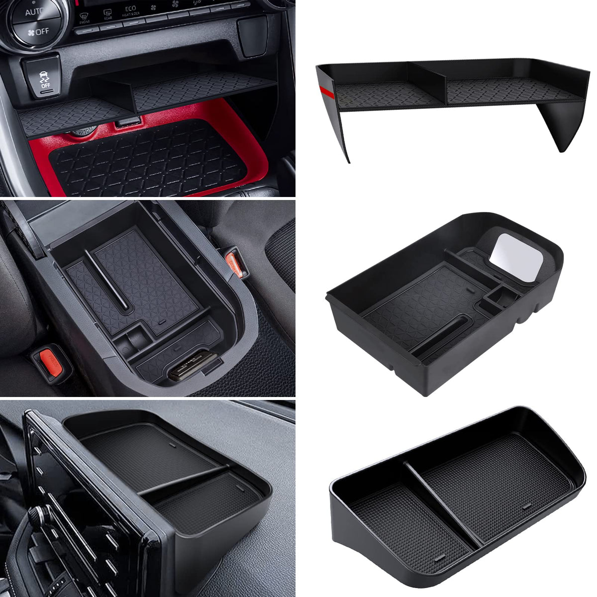 DIAMOOKY front view of console organizer showing neat compartments and quick access benefit