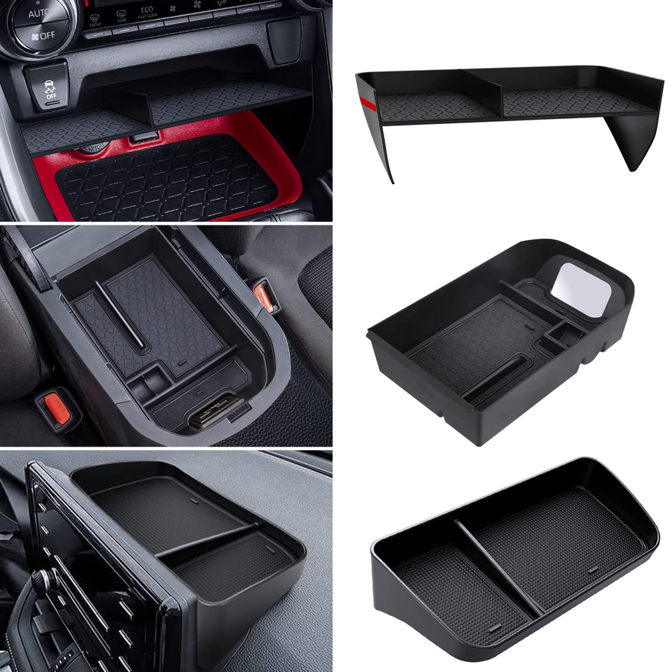 DIAMOOKY front view of console organizer showing neat compartments and quick access benefit