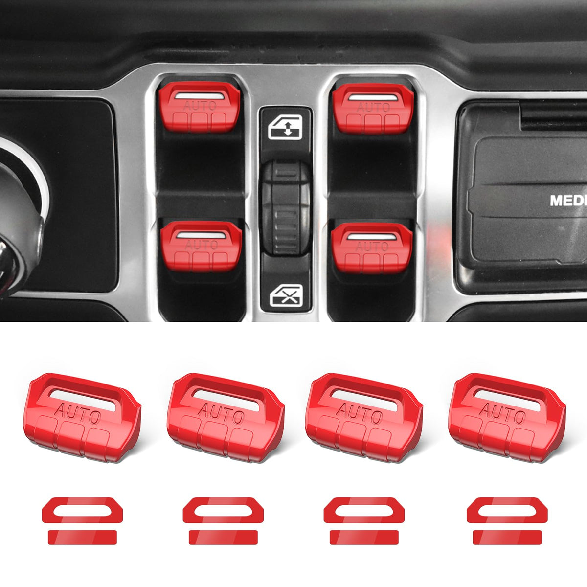 DIAMOOKY front view of window switch covers showing precise fit benefit