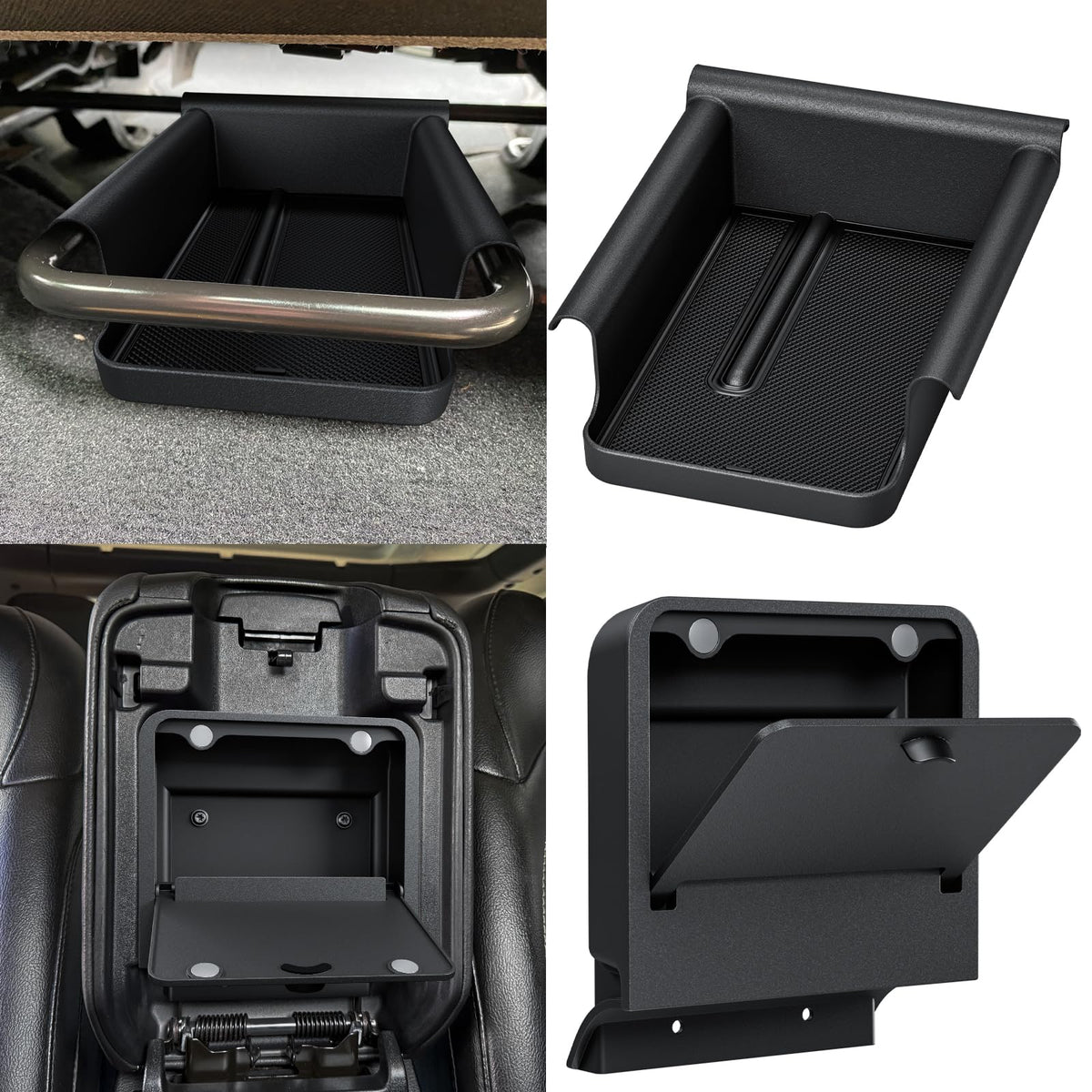 DIAMOOKY front under-seat box installed showing tidy concealed storage benefit
