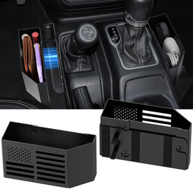 DIAMOOKY front view of metal console organizer showing clean fit for storage