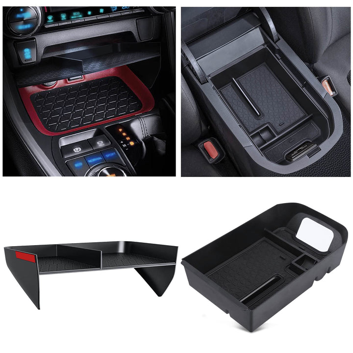 DIAMOOKY front view of console organizer showing neat compartments and quick access