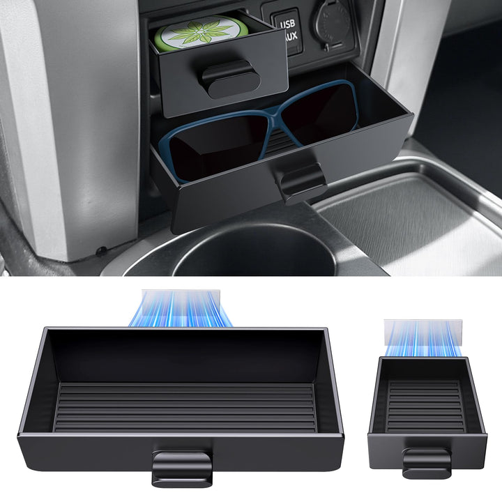 DIAMOOKY front view installed in Toyota 4Runner console showing tidy storage benefit