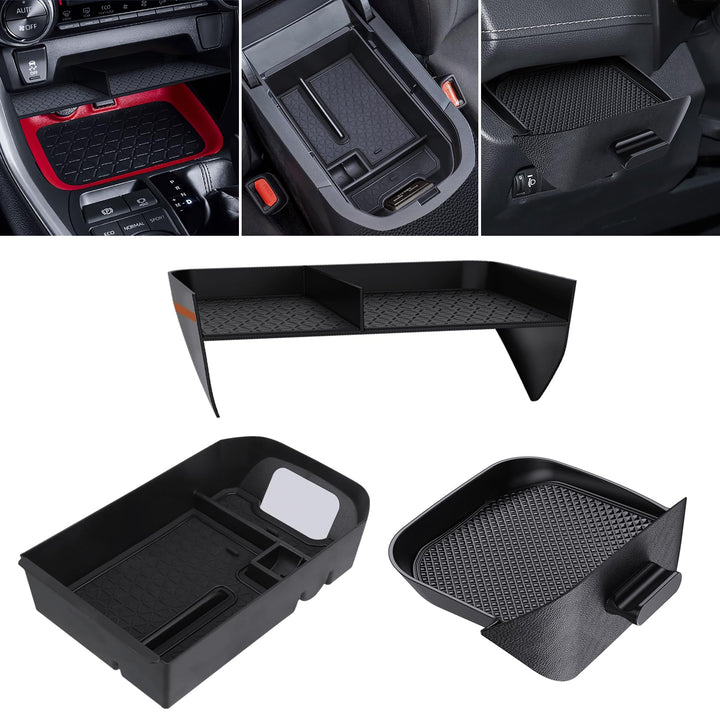 DIAMOOKY front view of installed console organizer for tidy storage