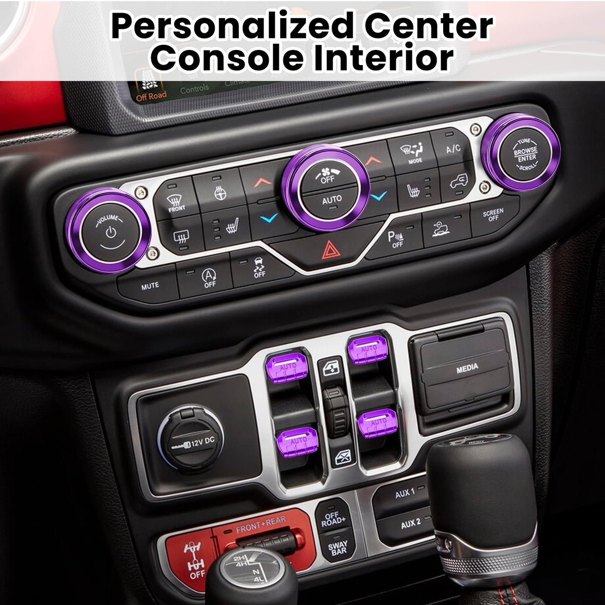 DIAMOOKY installed on Jeep Wrangler console demonstrating improved aesthetics