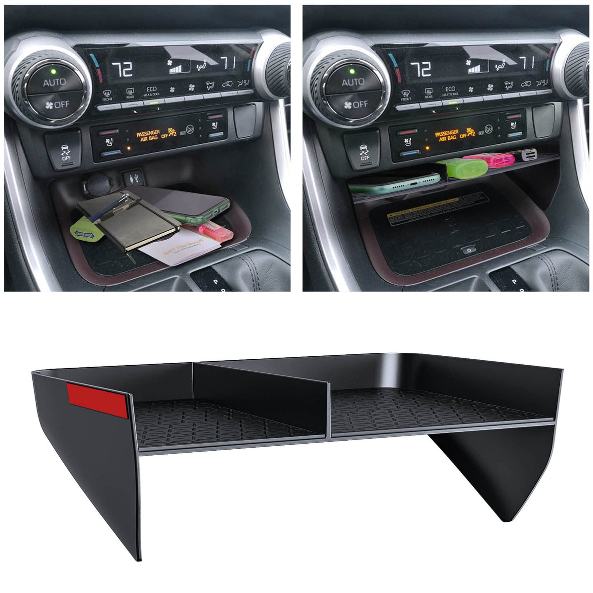DIAMOOKY large slot holding phone and wallet for easy retrieval and safe storage