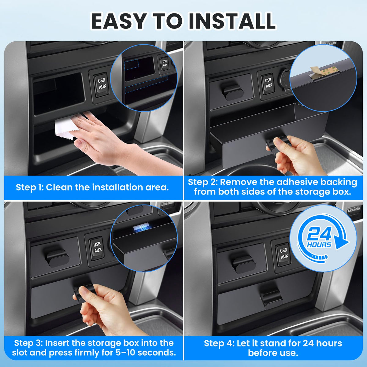 DIAMOOKY lifestyle shot in 4Runner interior highlighting clutter-free driving comfort