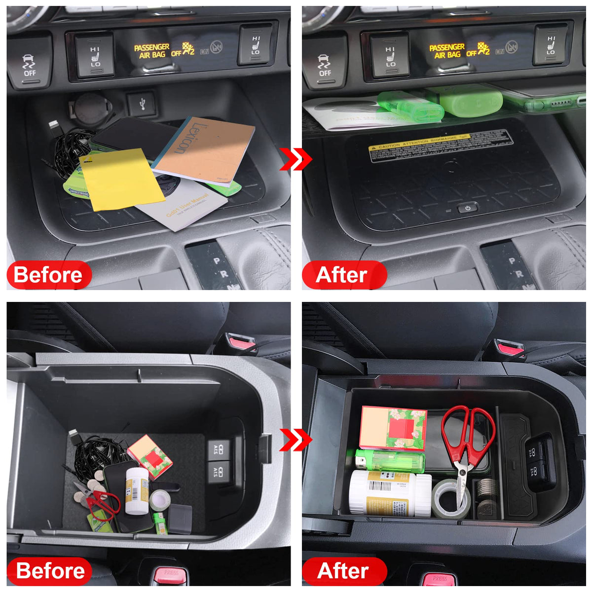 DIAMOOKY lifestyle shot of organized RAV4 cabin improving neatness while driving