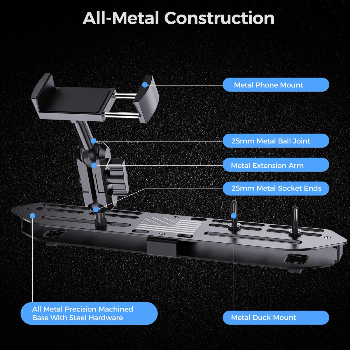 DIAMOOKY mount in Jeep on trail emphasizing durability and vibration resistance