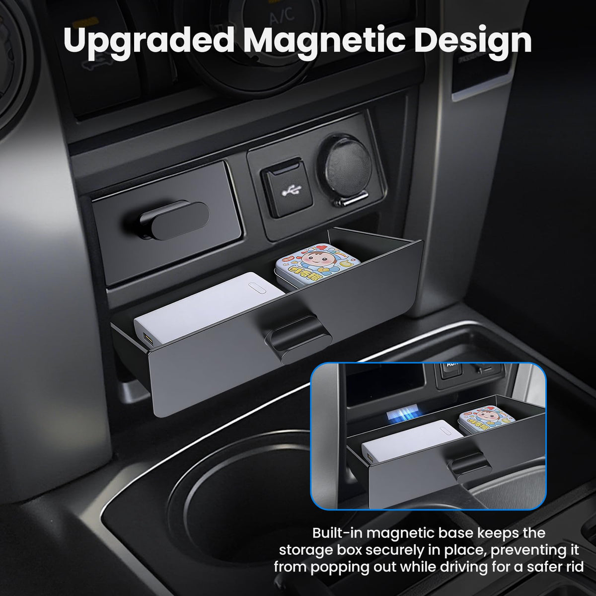 DIAMOOKY magnetic tray side profile demonstrating smooth slide and secure hold