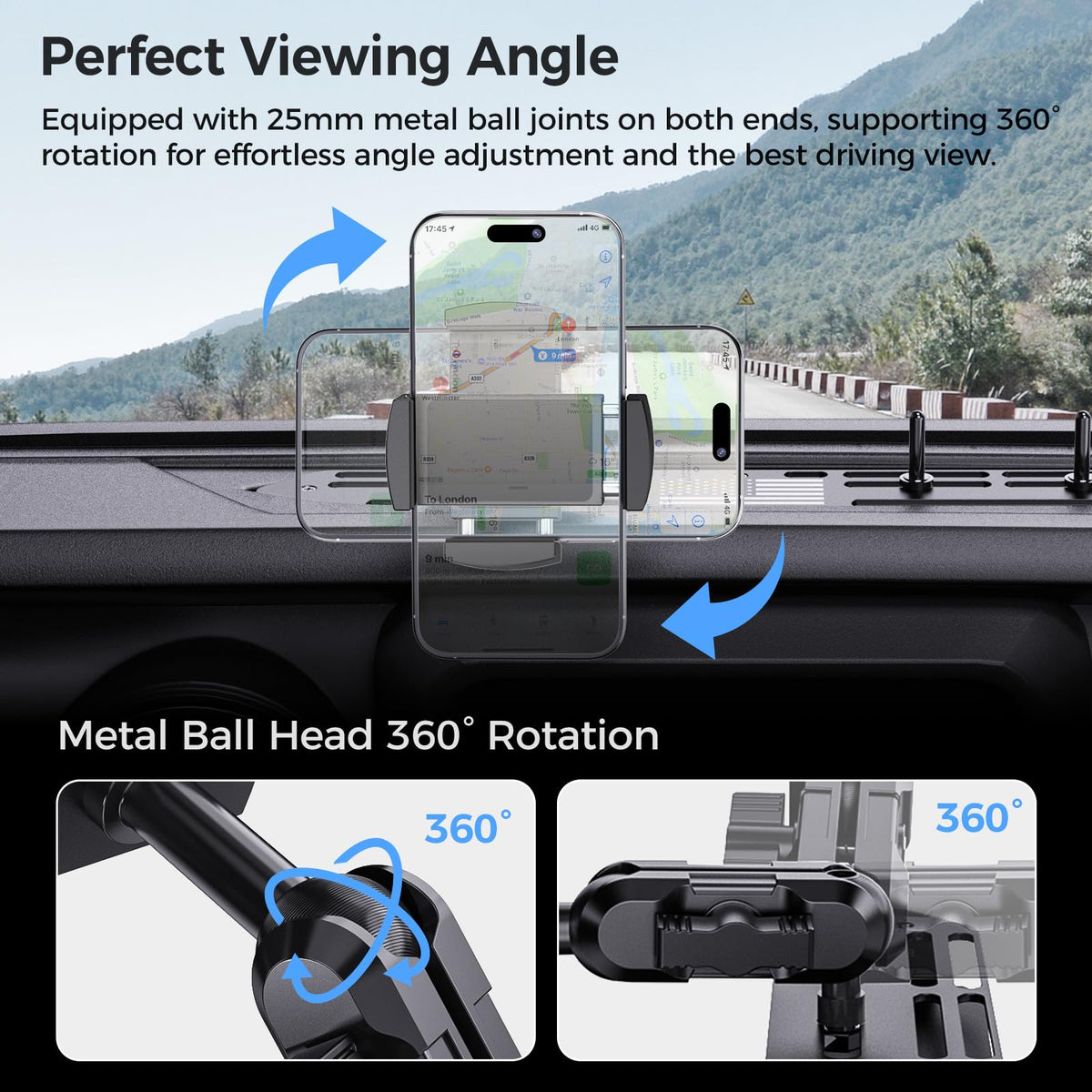 DIAMOOKY holding iPhone Pro Max with case, secure hands-free navigation