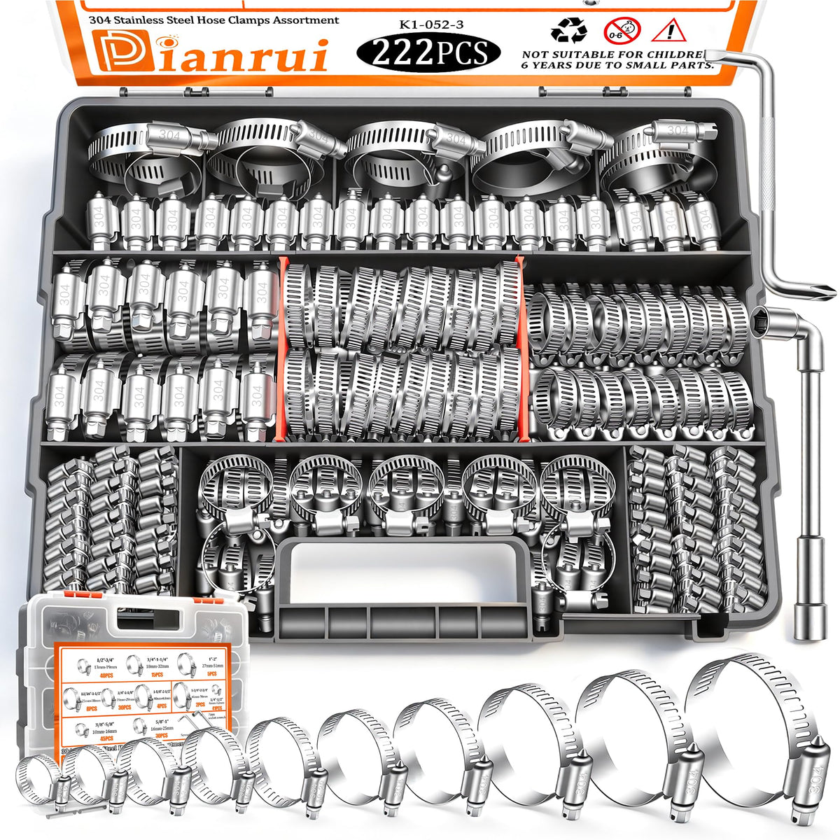 Dianrui front case open showing organized clamps and tools for quick access