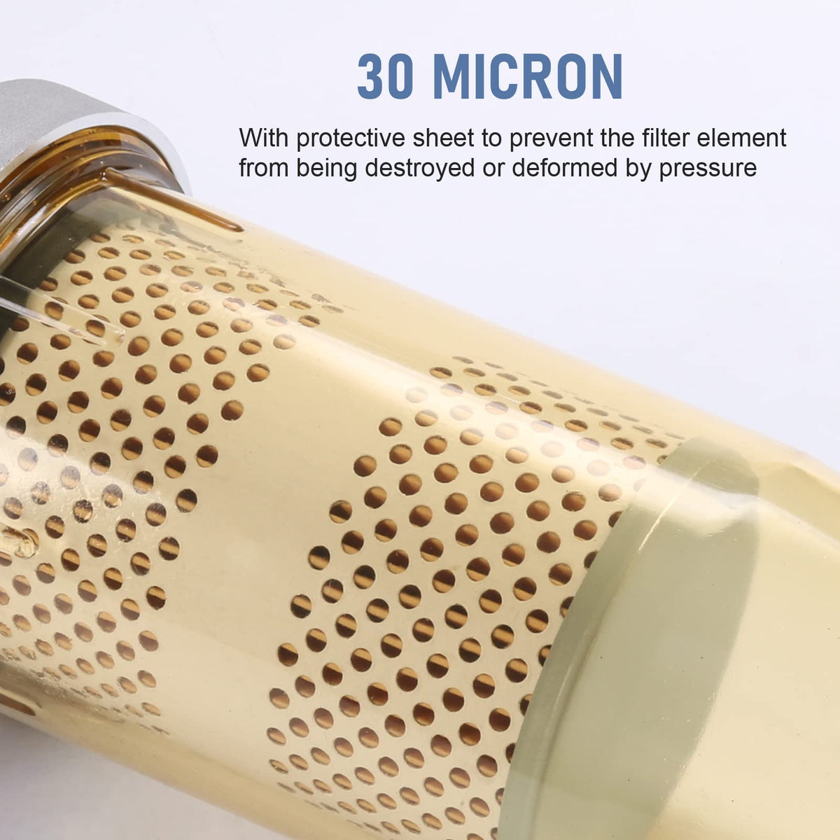 DICMIC 30-micron filter element detail showing protective sheet for deformation resistance and filtration