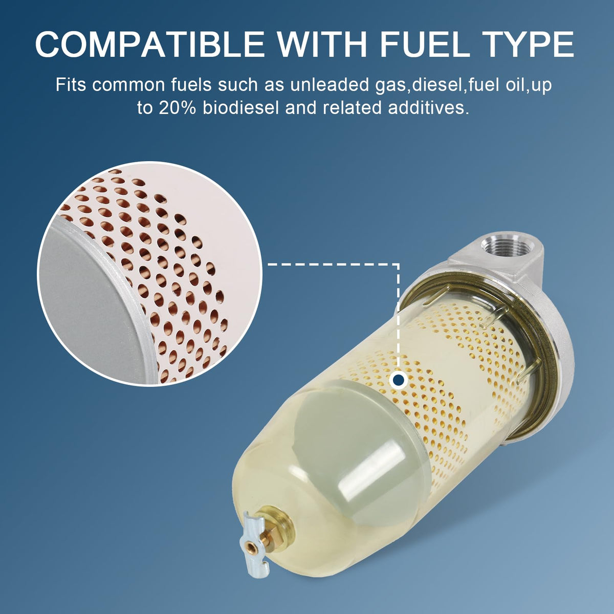 DICMIC 30 micron filter element detail showing protective sheet and long-life benefit