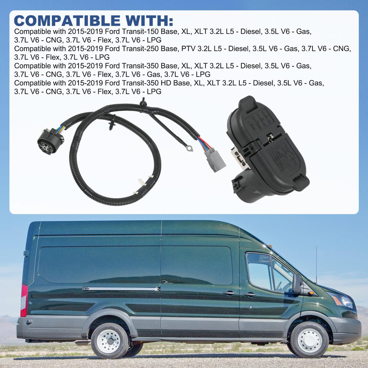 DICMIC harness installed on a Ford Transit rear bumper demonstrating plug-and-play fit