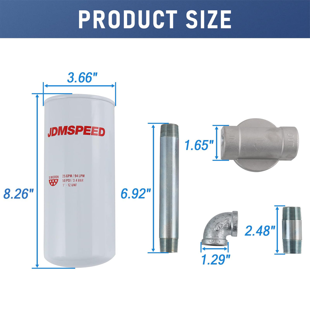 DICMIC 3/4"x7" nipple beside tape measure showing correct length for fit