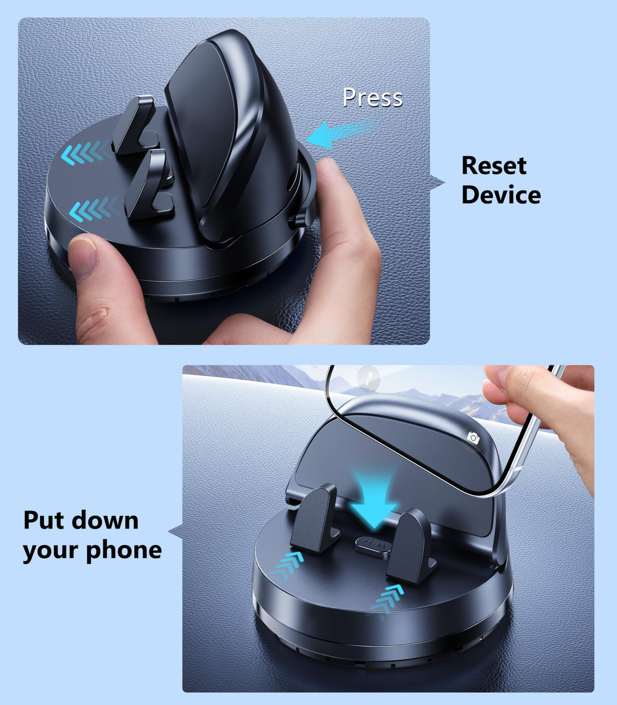 DICMKY adhesive wings detail conforming to curved dash for strong hold