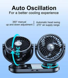 DICMKY fan head tilted 360 degrees demonstrating precise airflow aiming