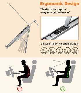 DICMKY folded compact tray stored in seat gap for easy portability