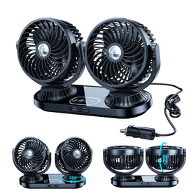 DICMKY front view dashboard dual-head fan showing compact cooling benefit