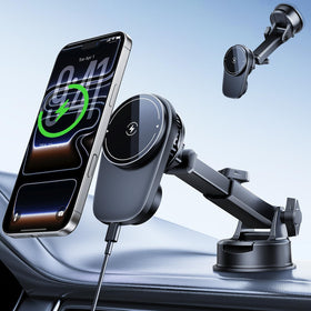 DICMKY front view on dashboard showing stable mount and charging