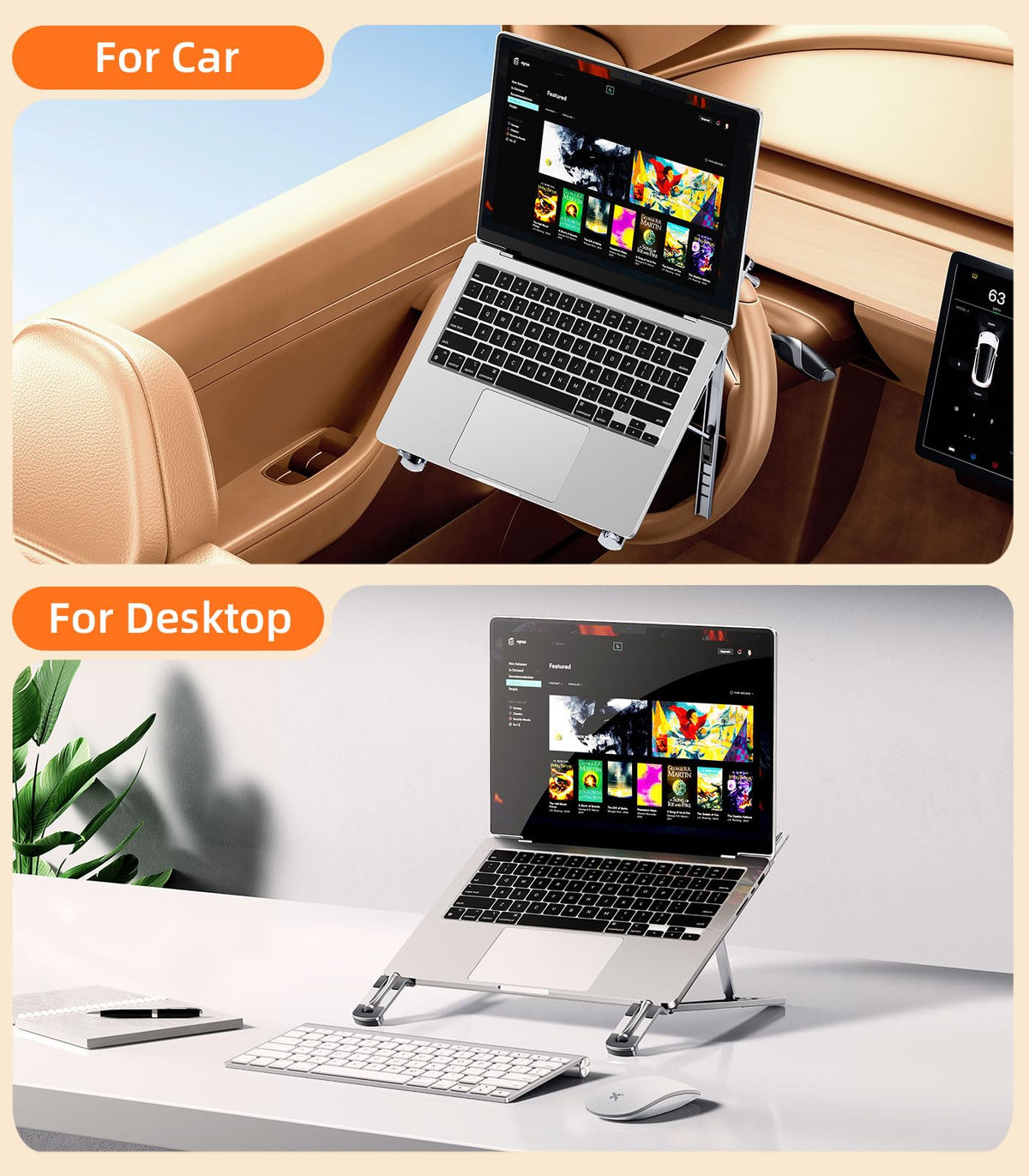 DICMKY lifestyle shot inside car during road trip for mobile workstation
