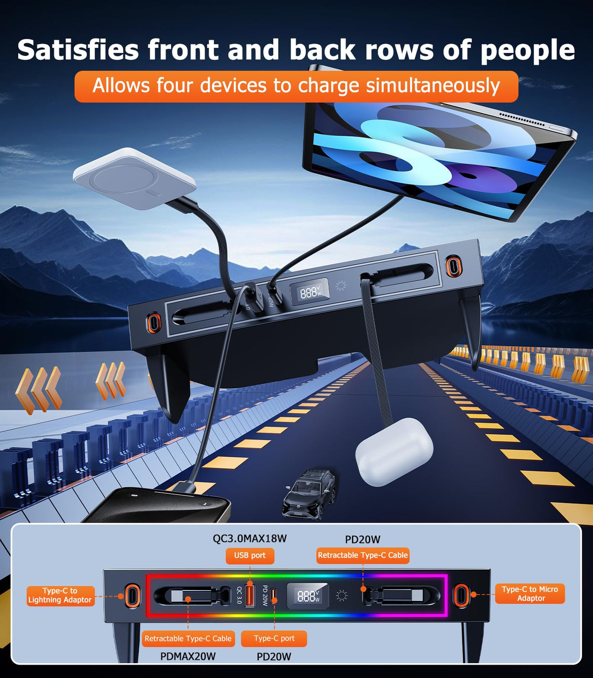 DICMKY charger powering phone and tablet simultaneously for convenience
