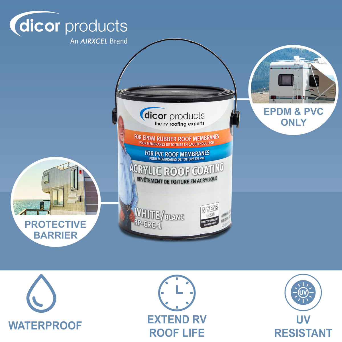 Dicor coating being brushed on EPDM roof demonstrating easy application and seal