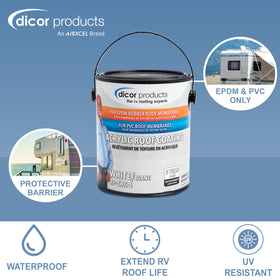 Dicor coating being brushed on EPDM roof demonstrating easy application and seal