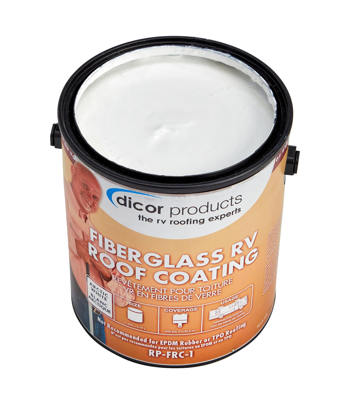 Dicor coating texture close-up showing smooth acrylic finish and durability